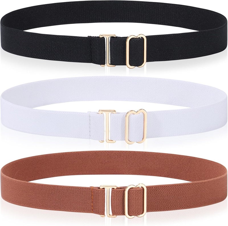 Kajeer Kids Belt for Girls,3 Pack Stretch Belts Invisible Adjustable Gold Buckle Toddler Youth Belt for Uniform Casual - Image 1